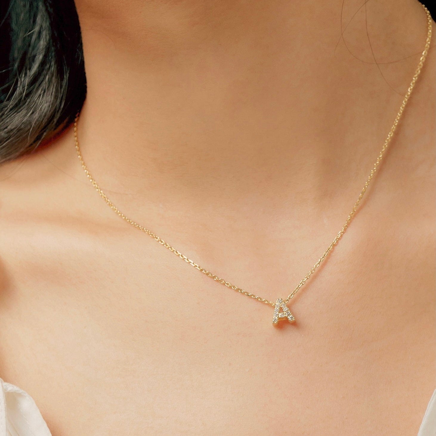 Floating Initial Diamond Necklace SIEMPRE