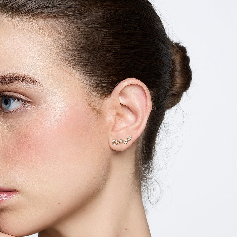 18K YG Long Crawler Earrings