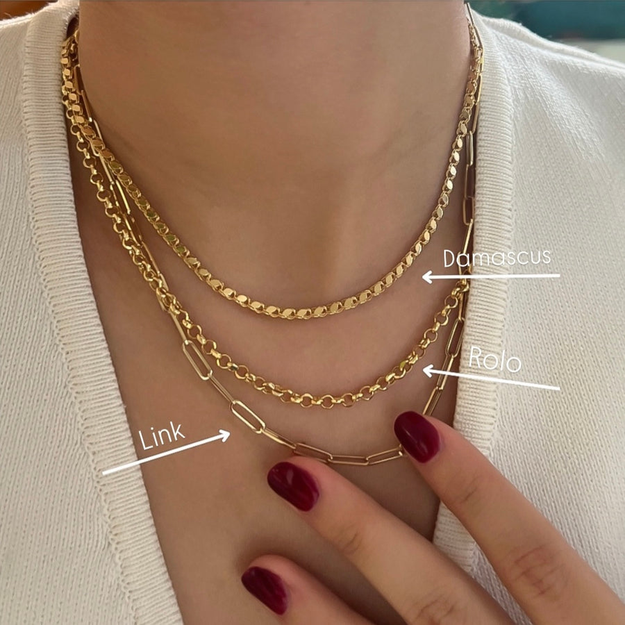(PRE-ORDER) 18K Diamond Cut Rolo Chain