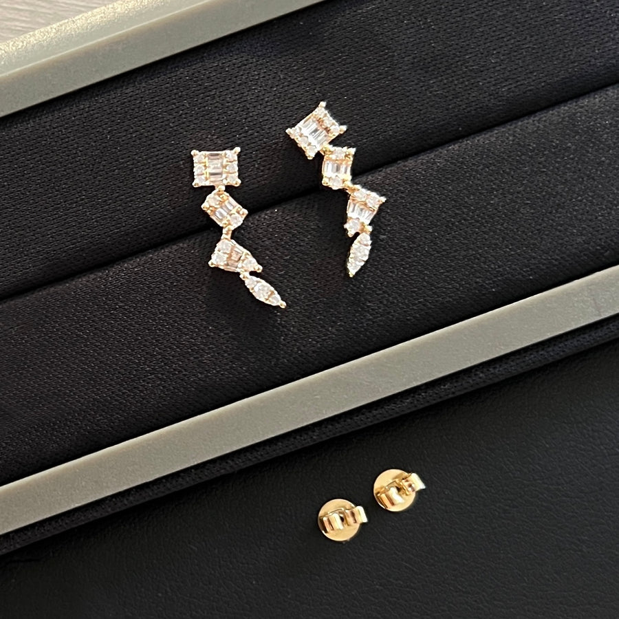 18K YG Long Crawler Earrings
