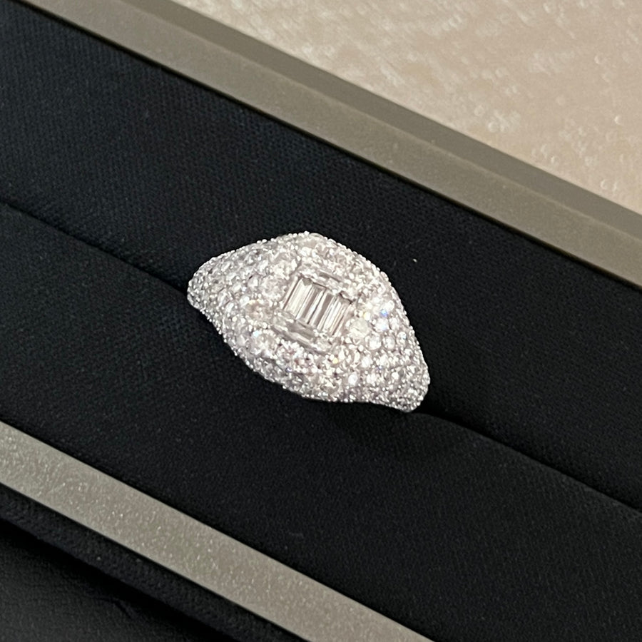 18K Diamond Pave Signet Ring
