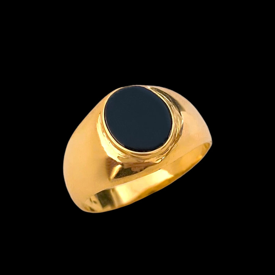 Black Onyx Oval Signet Ring